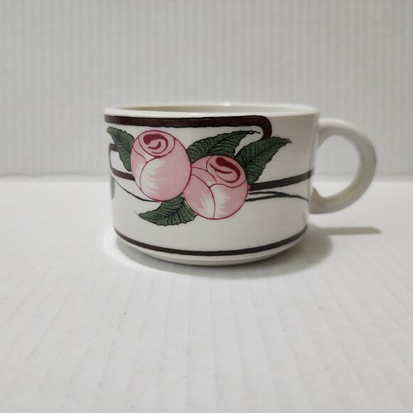 Salins France Decor Inalterable Retro Porcelain Cup Art Deco Roses - Picture 1 of 7